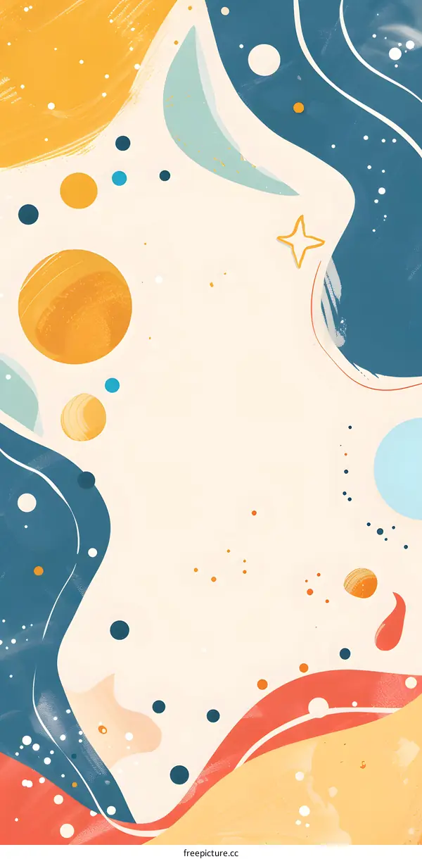 Abstract Background with Wavy Lines and Colorful Shapes