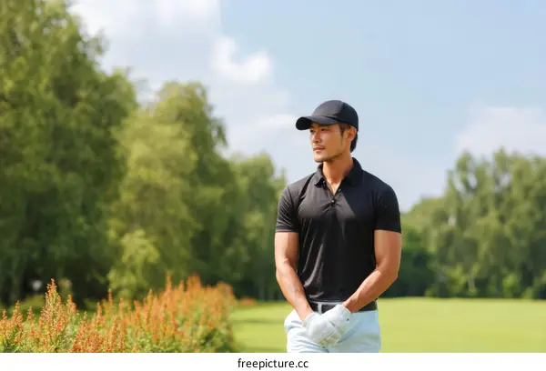 Asian Golfer in a Golf Course