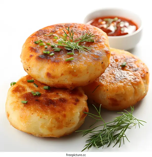 Delicious potato pancakes with sauce
