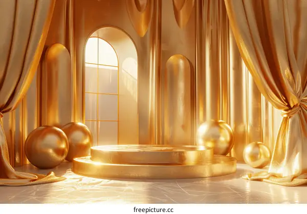 Luxury Golden Stage Aesthetic Illustration