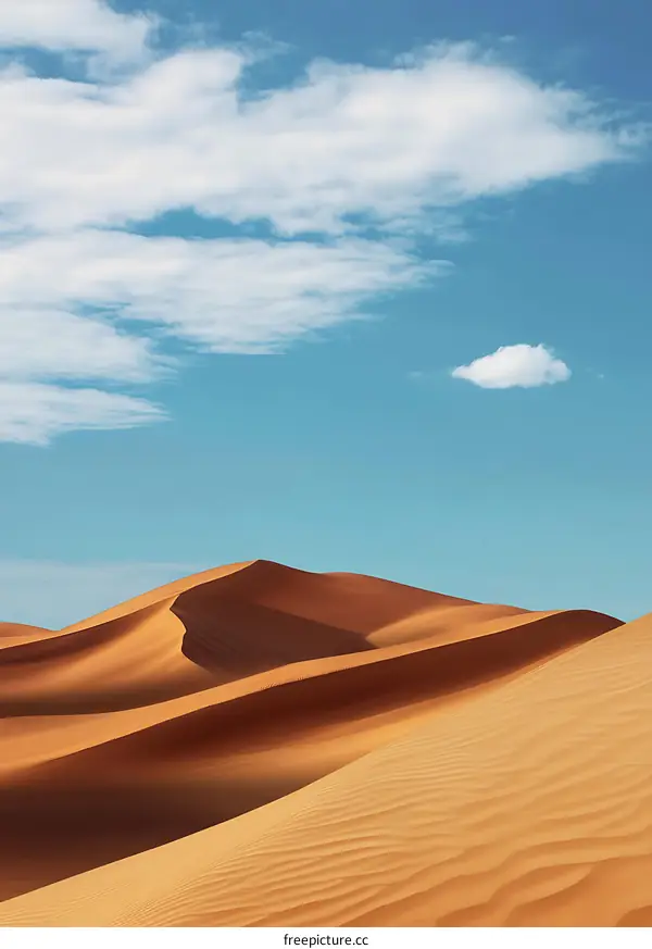 Desert Landscape With Blue Sky And White Clouds