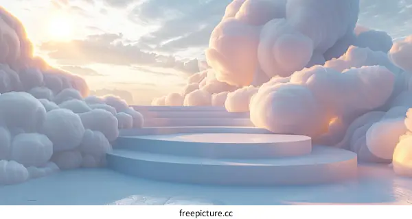 Pastel Cloud Podium Scene Design