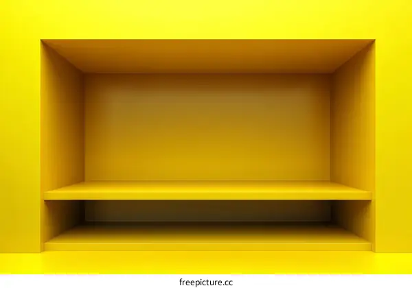 Empty Yellow Display Shelf Showcase