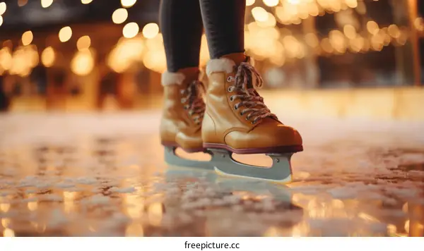 Close-up of a person ice skating on a rink