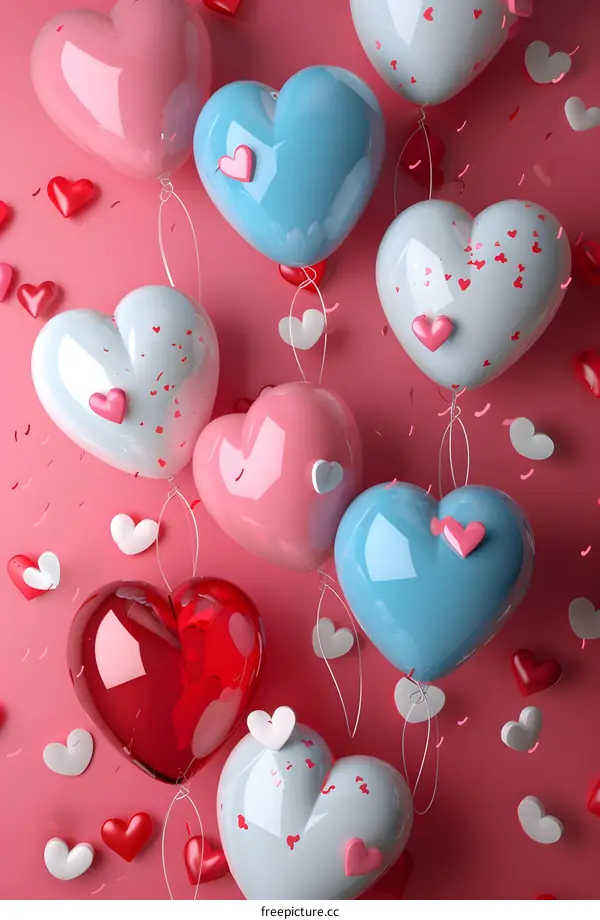 Colorful heart-shaped balloons