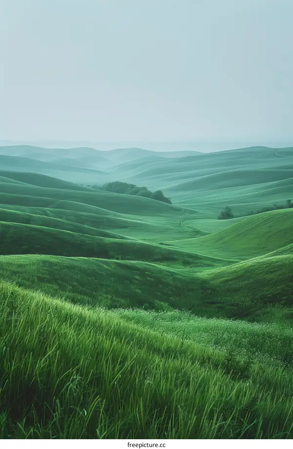 Green rolling hills in the countryside