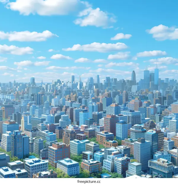 Modern Cityscape with Towering Skyscrapers