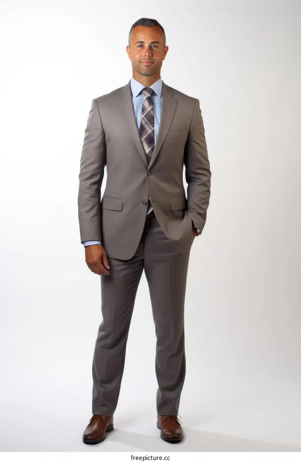 Businessman in a suit with hand in pocket