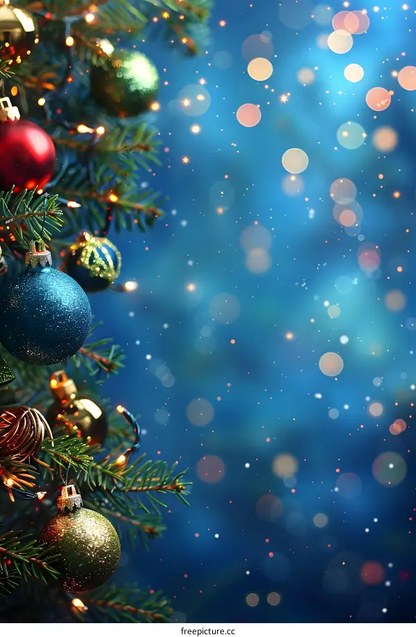 Christmas Tree With Ornaments And Lights