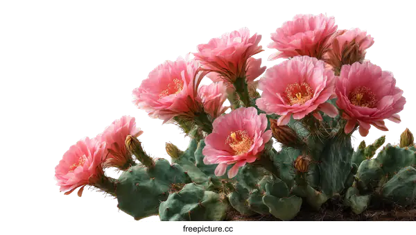 [Transparent Background PNG]Beautiful Pink Cactus Flowers in Close-up