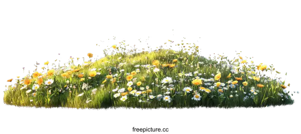 [Transparent Background PNG]Spring Meadow Flowers Illustration