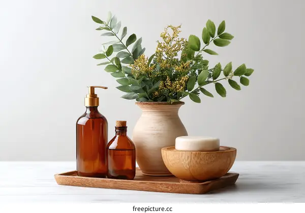 Natural Spa Products Display Arrangement