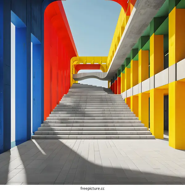 Colorful Concrete Staircase Modern Architecture