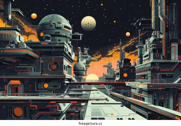 futuristic city illustration