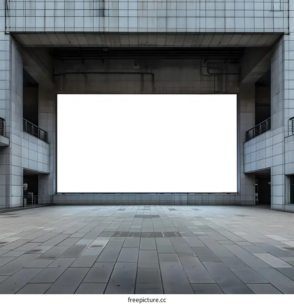 Blank Billboard on Building Facade