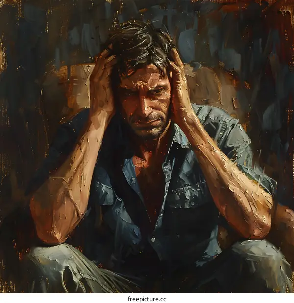 A portrait of a man with his hands on his head