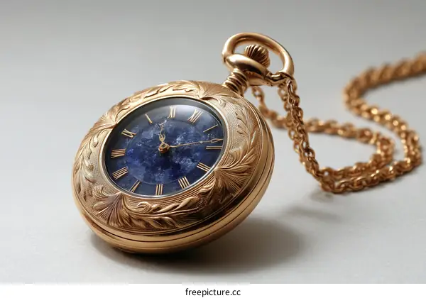 Vintage Gold Pocket Watch with Chain
