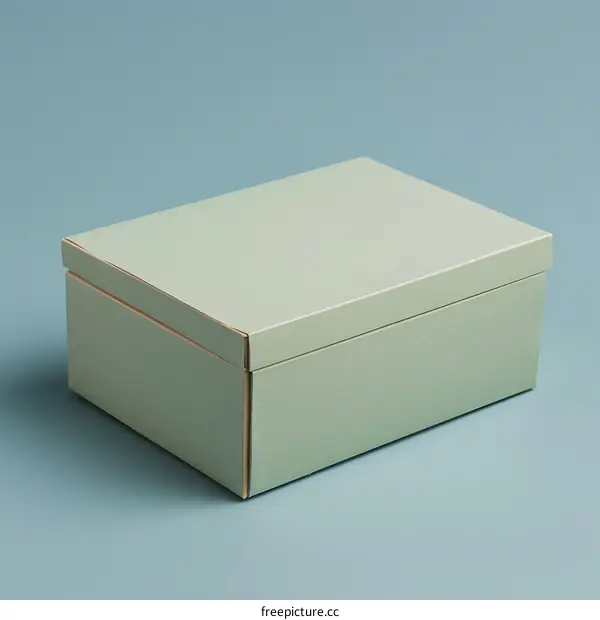 Light green cardboard box on blue background