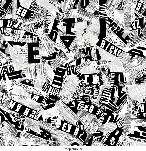 Abstract Newspaper Collage Pattern Design