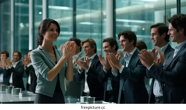 business people clapping in a meeting