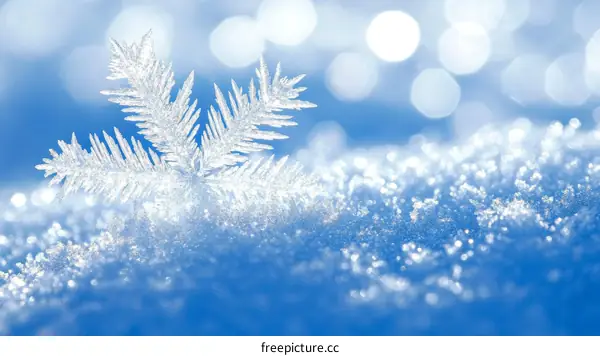 Close-up Snowflake on a Winter Day