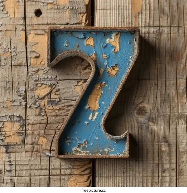Blue Wood Letter Z
