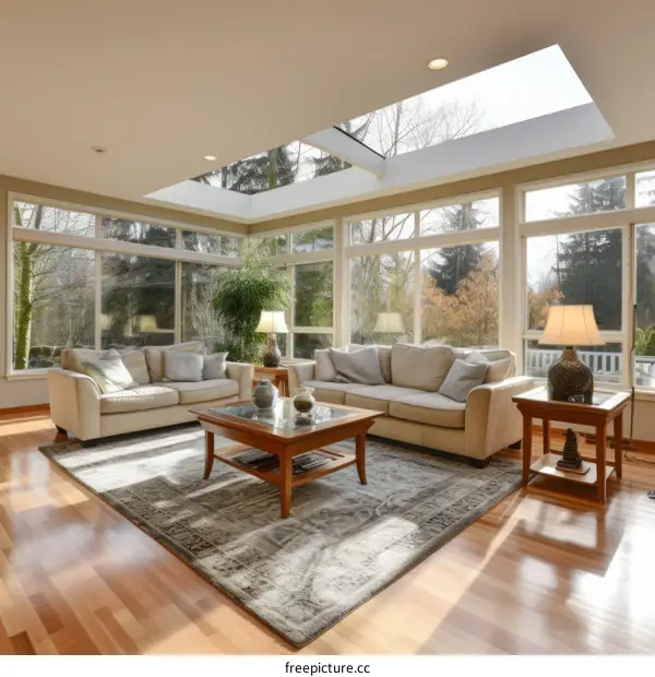 Bright and Airy Living Space With Vaulted Ceiling