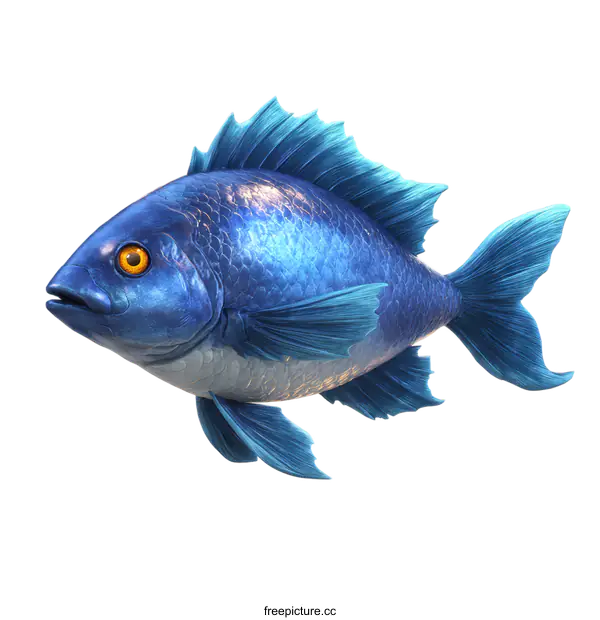[Transparent Background PNG]Detailed Illustration of a Vibrant Blue Fish