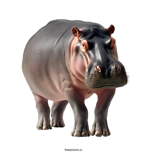 [Transparent Background PNG]Hippopotamus Standing on White Background