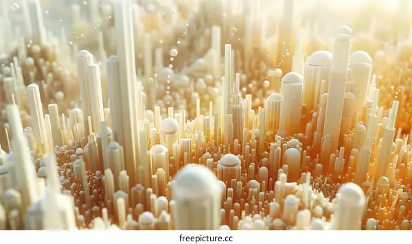 Futuristic metropolis with towering skyscrapers in a captivating 3D illustration