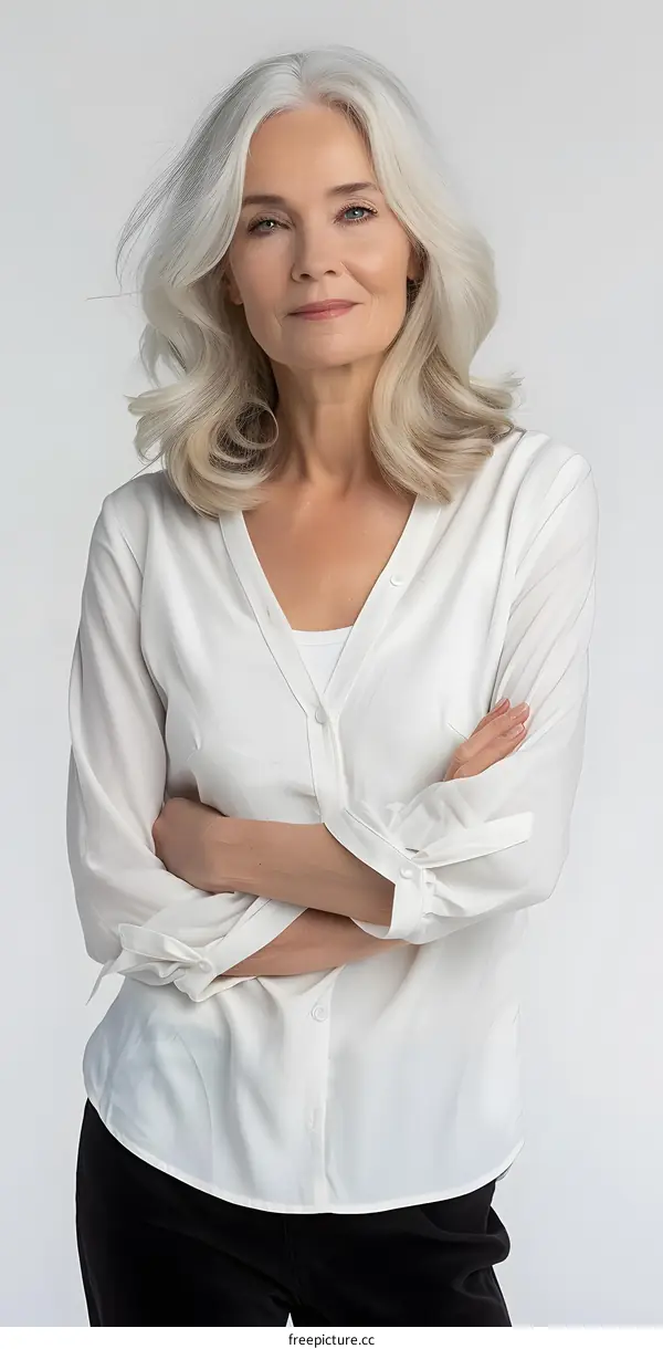 portrait of a beautiful senior woman with gray hair