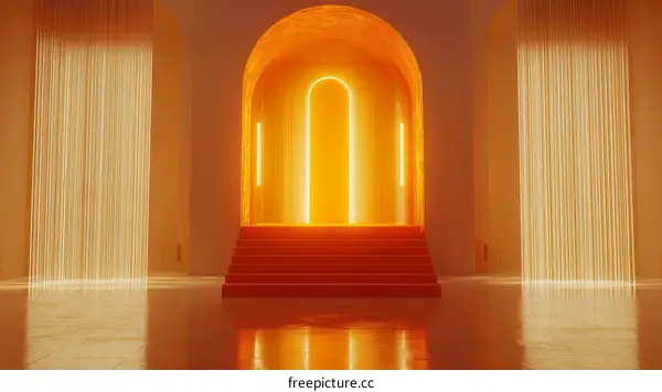 Neon Archway Empty Interior Design