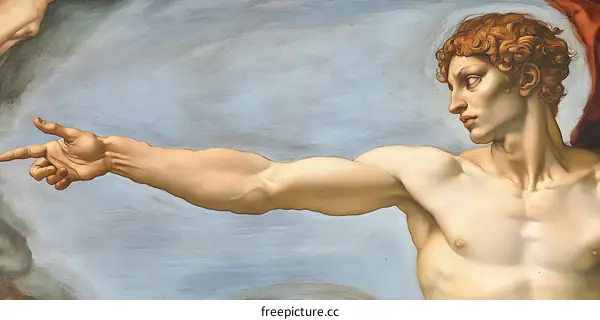 Close Up of the Creation of Adam Fresco