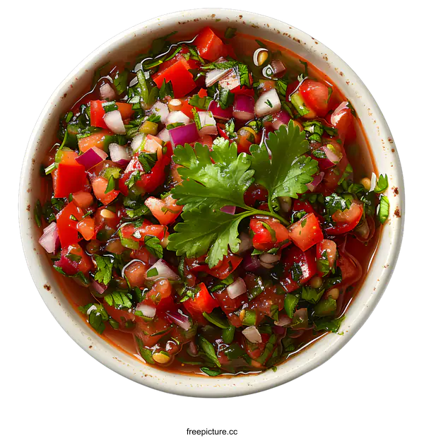 [Transparent Background PNG]Bowl of tomato salsa isolated on white background