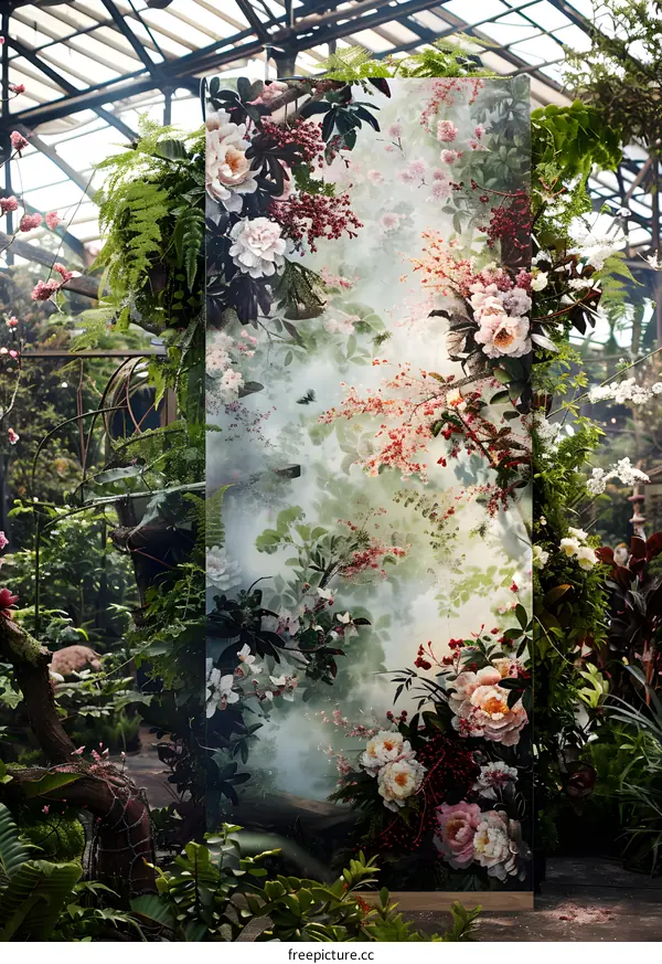 Floral Wall Art in a Greenhouse Setting
