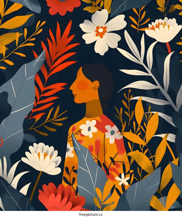 Woman Standing in a Garden of Flowers