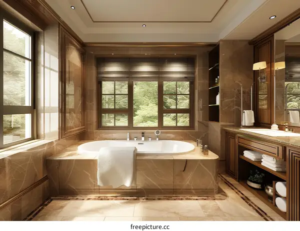 Luxurious Corner Bathroom with Garden View