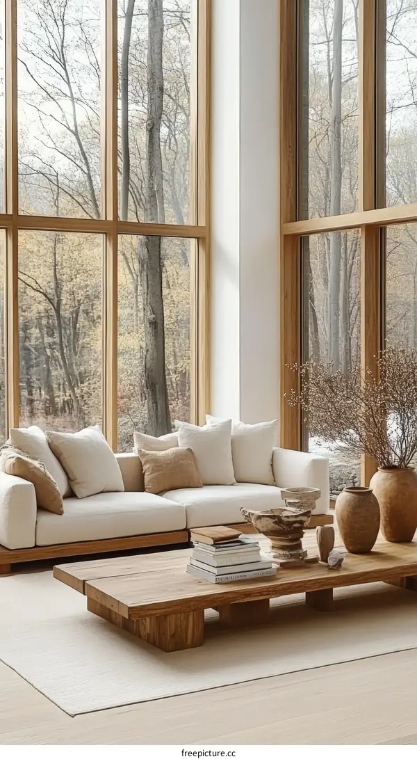 Modern Minimalist Living Room with Large Windows