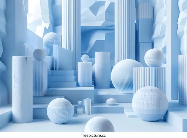 Blue abstract geometric shapes composition