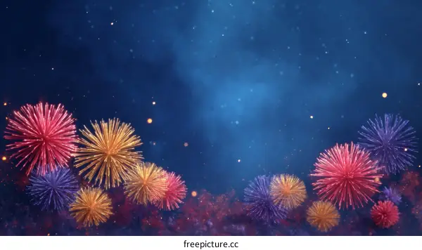 Colorful Fireworks in the Night Sky
