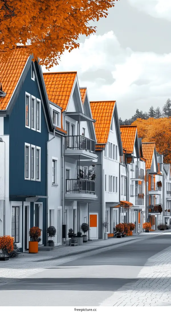 Autumn Townhouses European Style Architecture