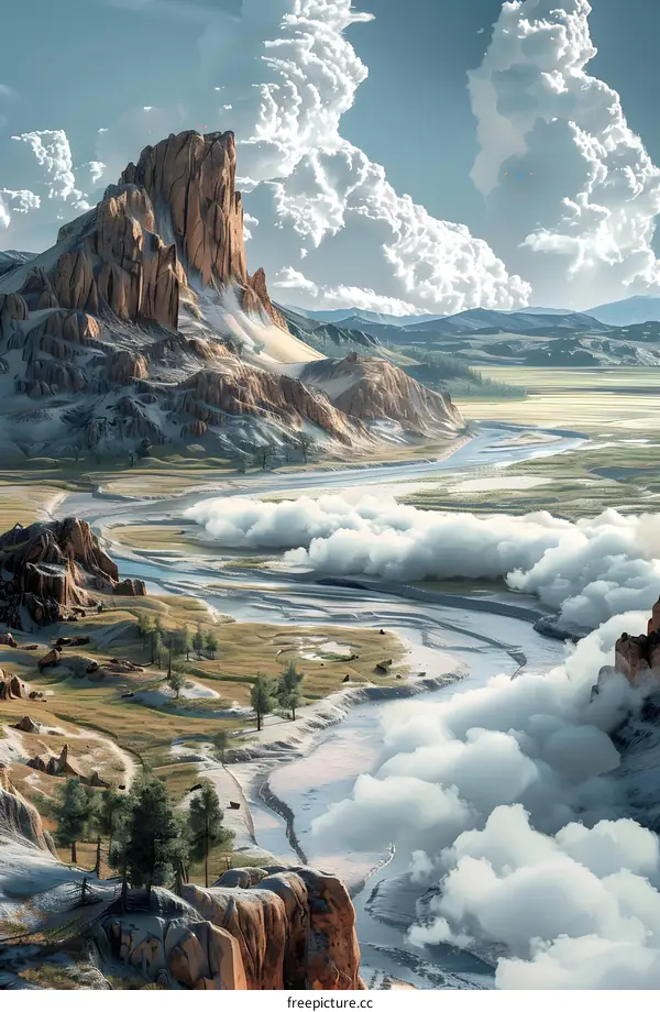 The river and mountains are magnificent