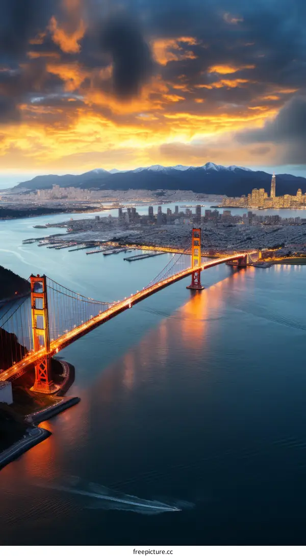 Golden Gate Bridge Sunset with Vibrant Orange Sky