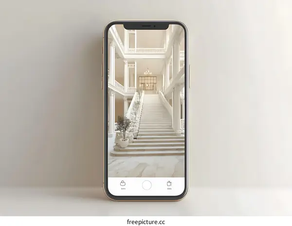White Marble Staircase on a Phone Screen