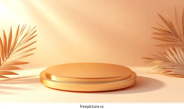 Golden Product Display Podium with Natural Elements