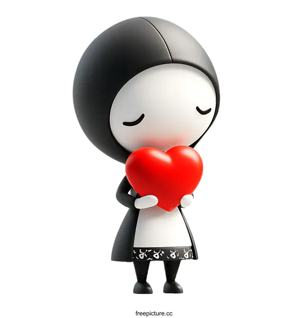 [Transparent Background PNG]Cartoon Character Holding a Heart