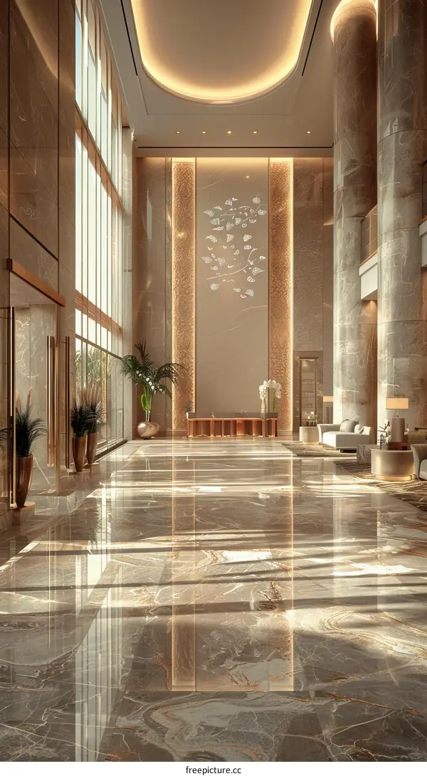 Luxury Hotel Lobby Interior Design Illustration