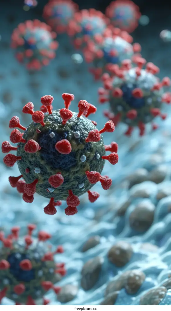 3D illustration of a coronavirus