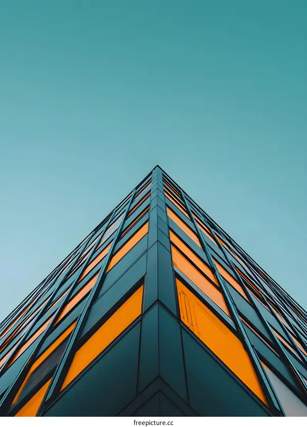 Minimalist Architecture Building with Orange Windows