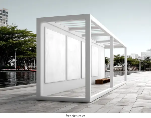 Modern Outdoor Gallery with Blank Canvas Displays